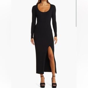 Open Edit Scoop Neck Long Sleeve Rib
Sweater Dress